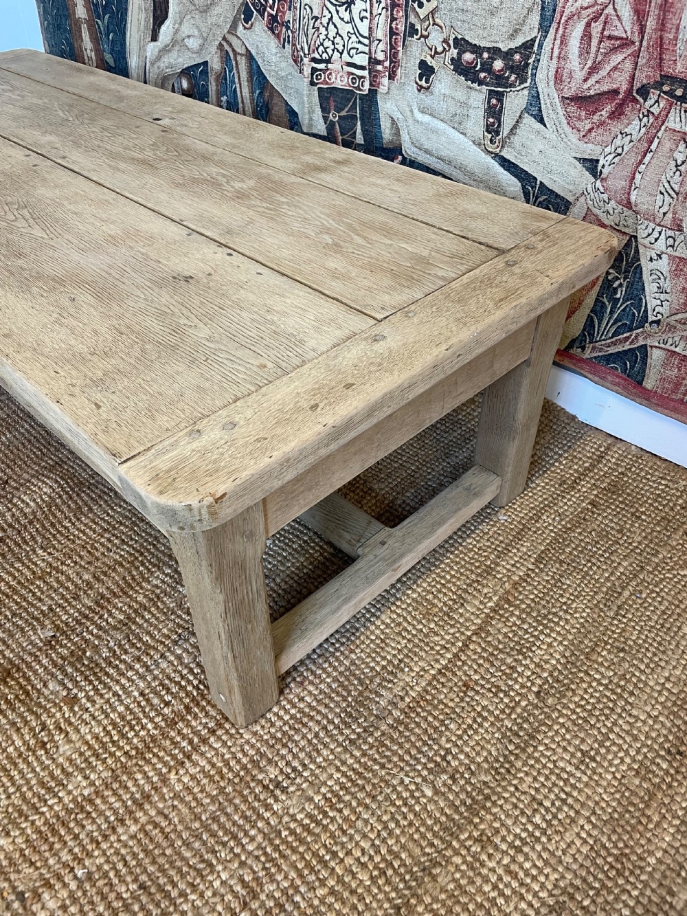 Scrubbed oak antique coffee table  View III