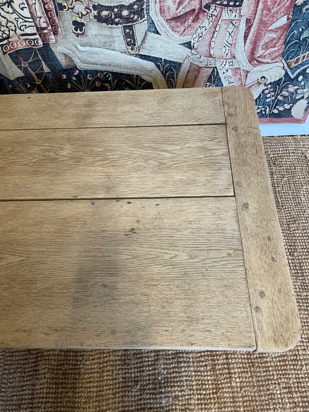 Scrubbed oak antique coffee table  View V