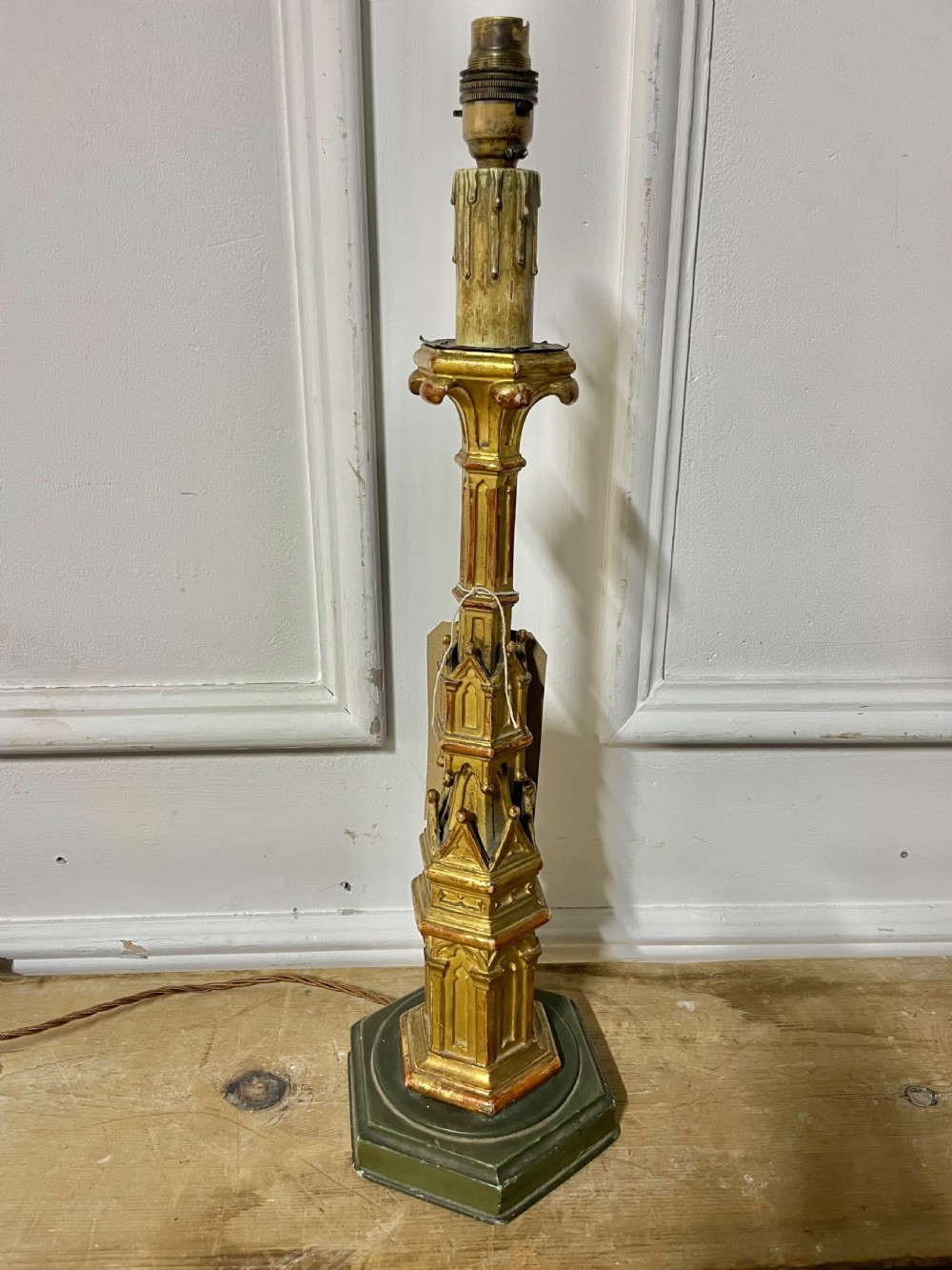 19th century gilded table lamp 