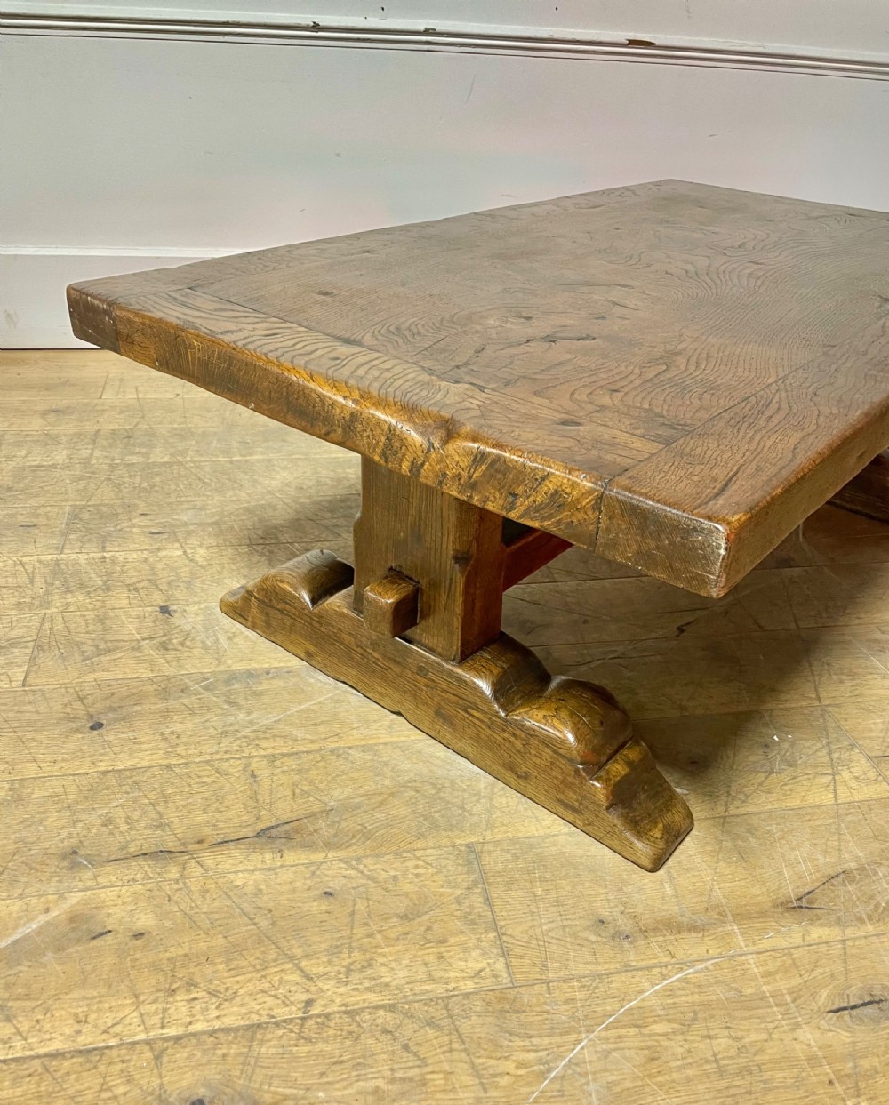 Refectory style oak coffee table  View II
