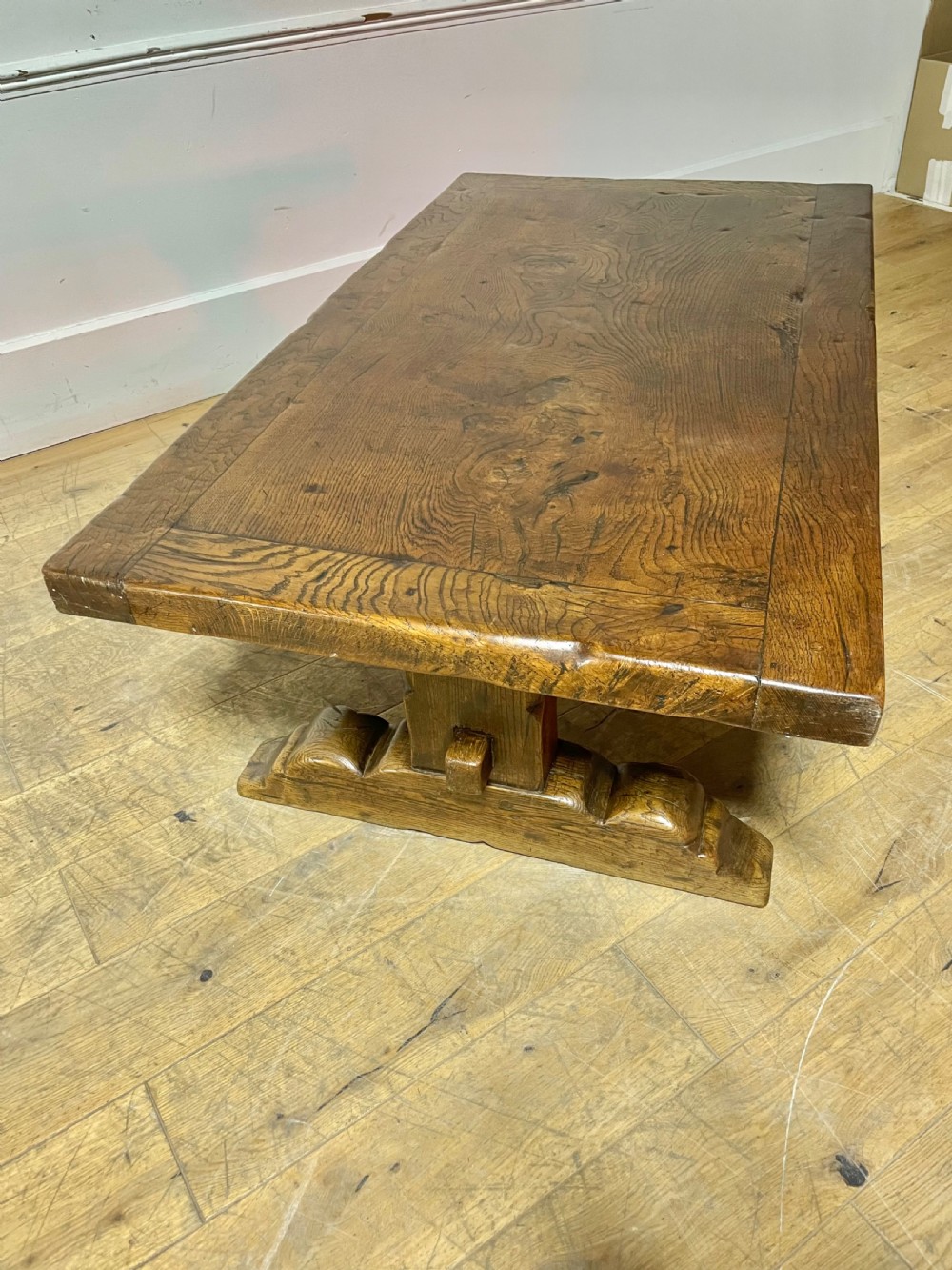 Refectory style oak coffee table  View III