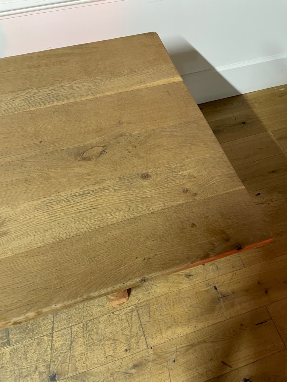 Scrubbed oak turned leg farmhouse table  View V