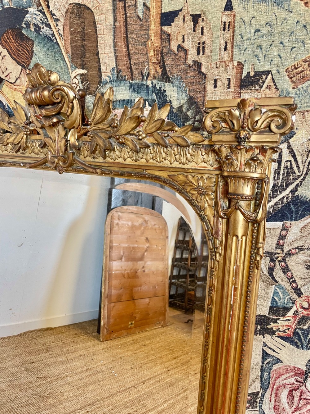 Large architectural gilded over mantle  View II