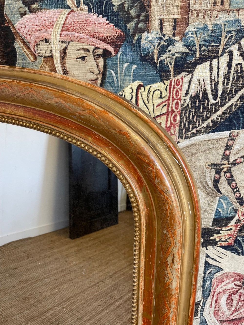 Arched top gilded over mantle mirror  View IV