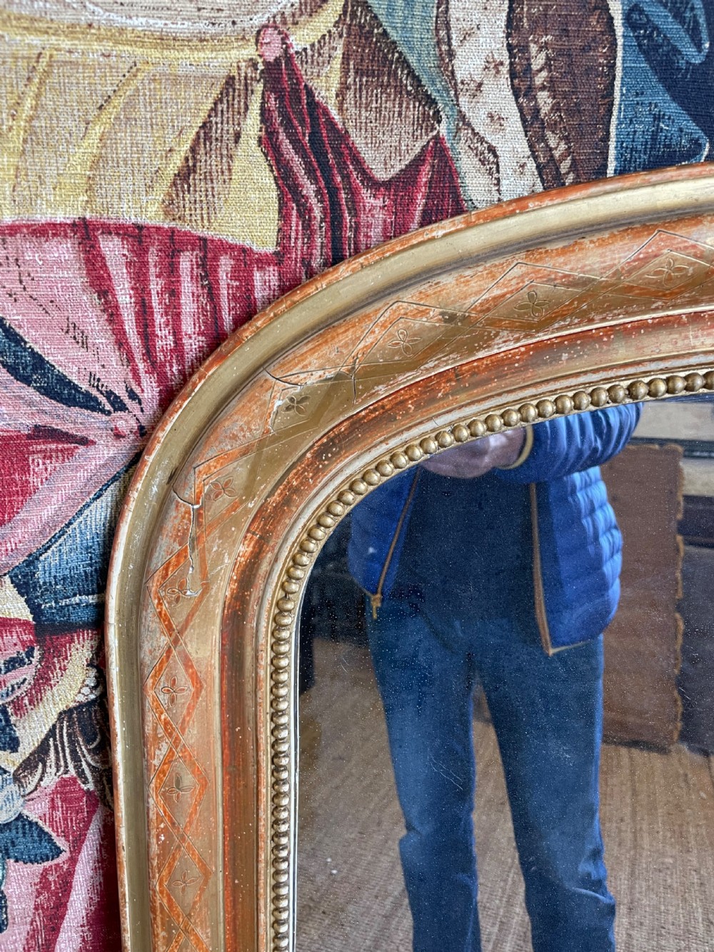 Arched top gilded over mantle mirror  View VI