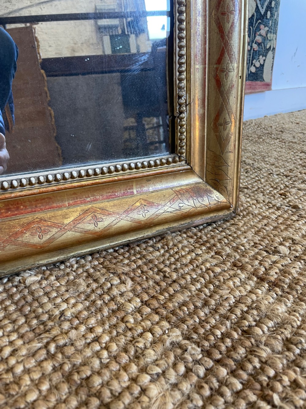 Arched top gilded over mantle mirror  View X