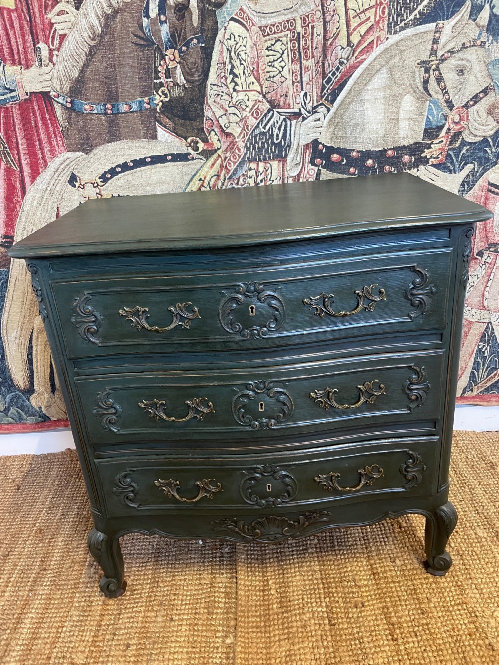 Louis XVI style painted oak chest of drawers / commode 