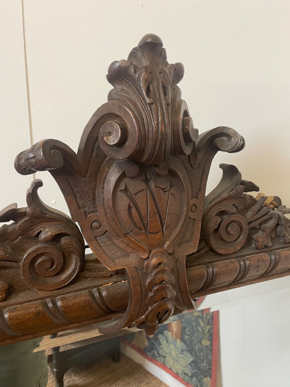Large 19th century carved oak mirror  View II