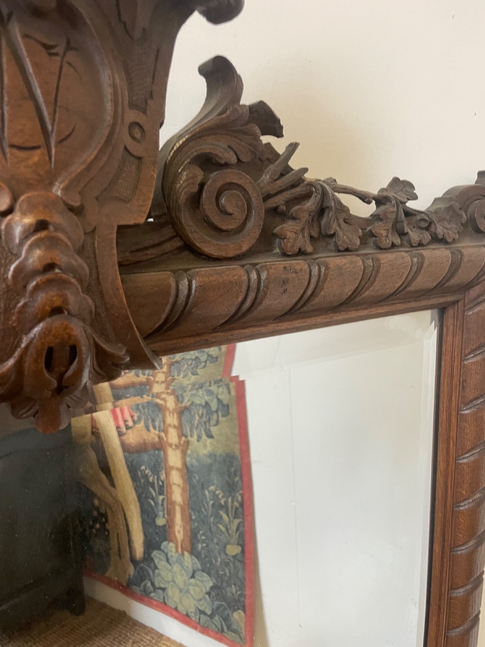 Large 19th century carved oak mirror  View III