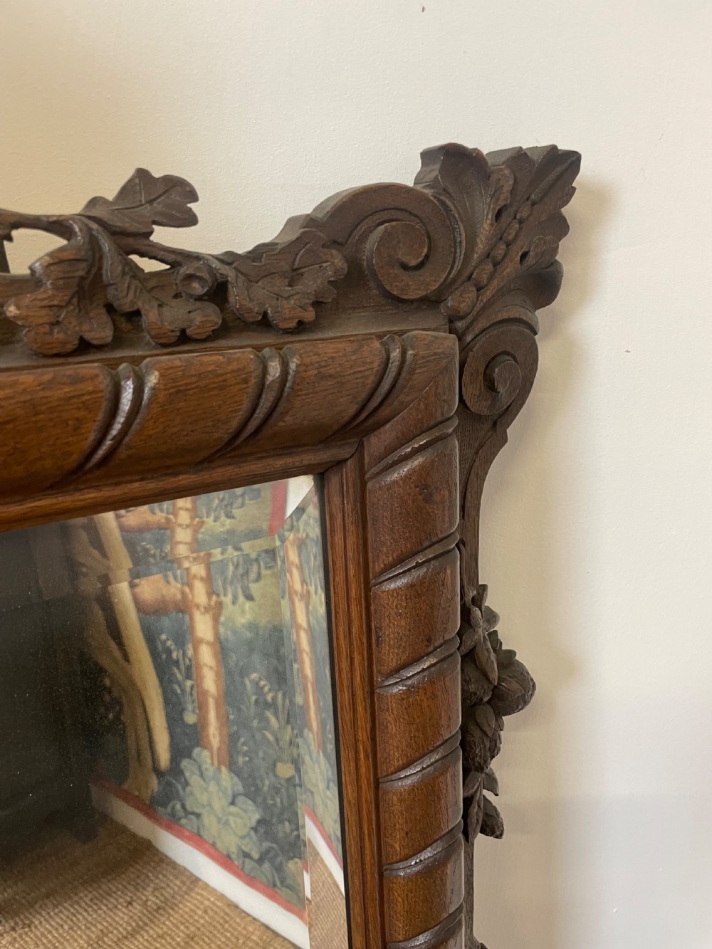Large 19th century carved oak mirror  View IV