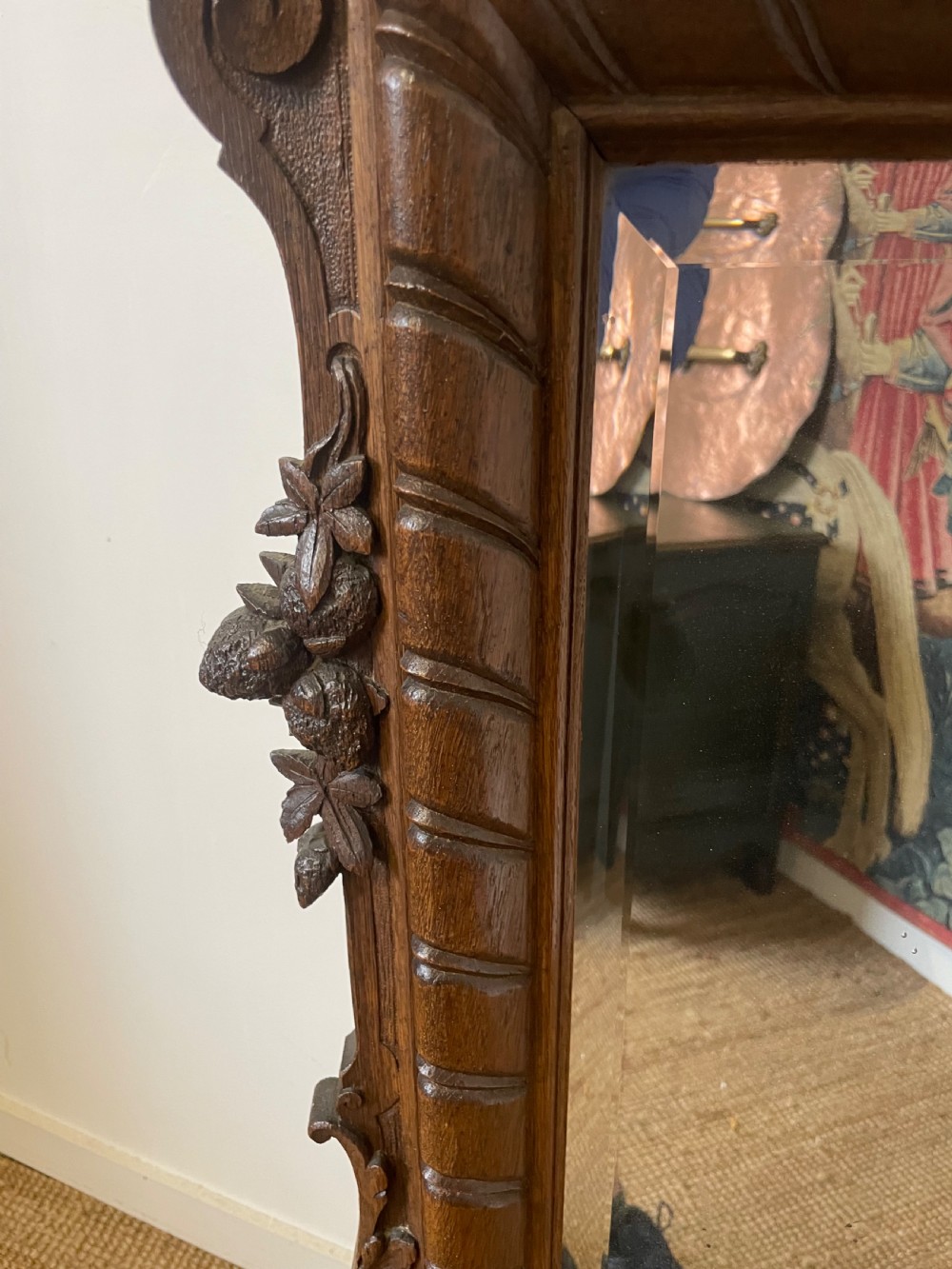 Large 19th century carved oak mirror  View VI
