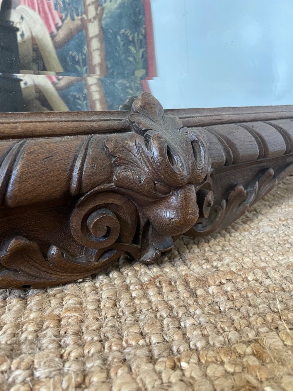 Large 19th century carved oak mirror  View X