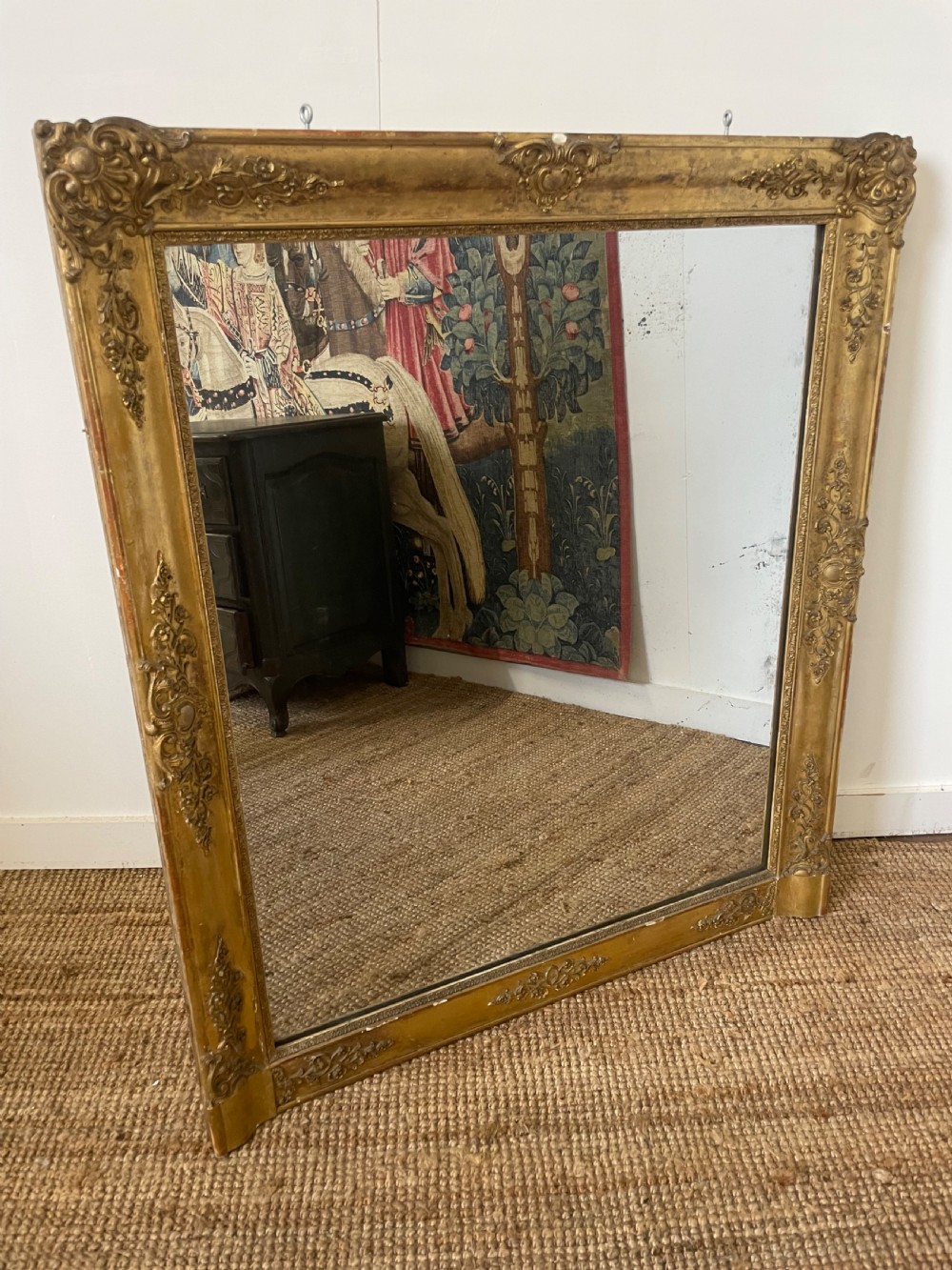 19th century gilded overmantle / gilt mirror 