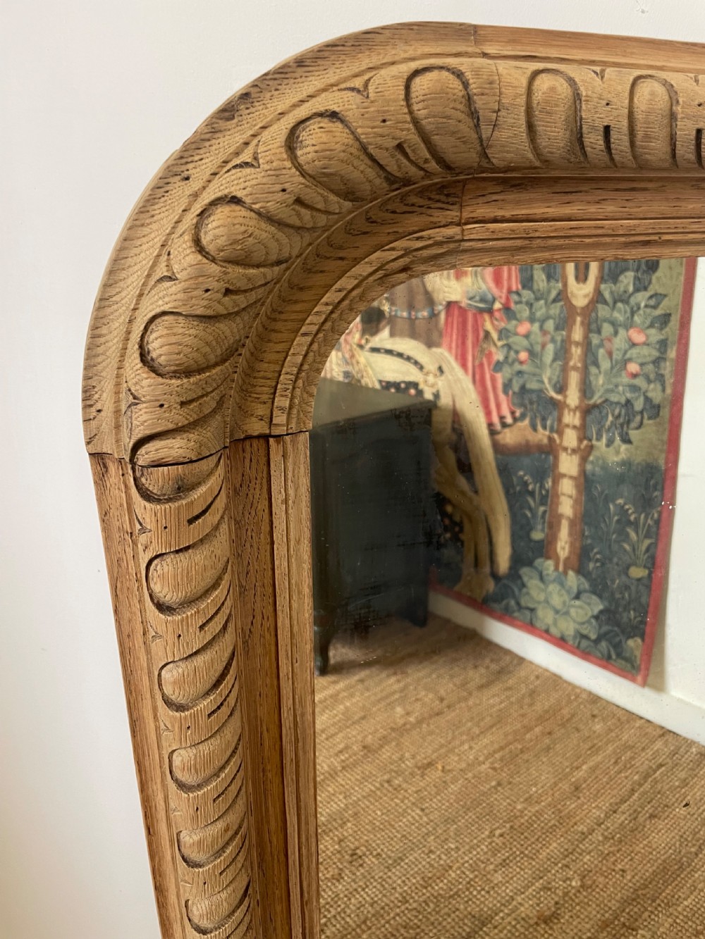 19th century scrubbed oak mirror  View II