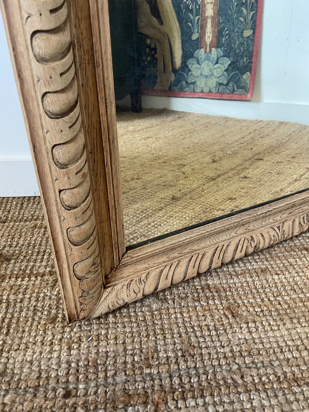19th century scrubbed oak mirror  View IV