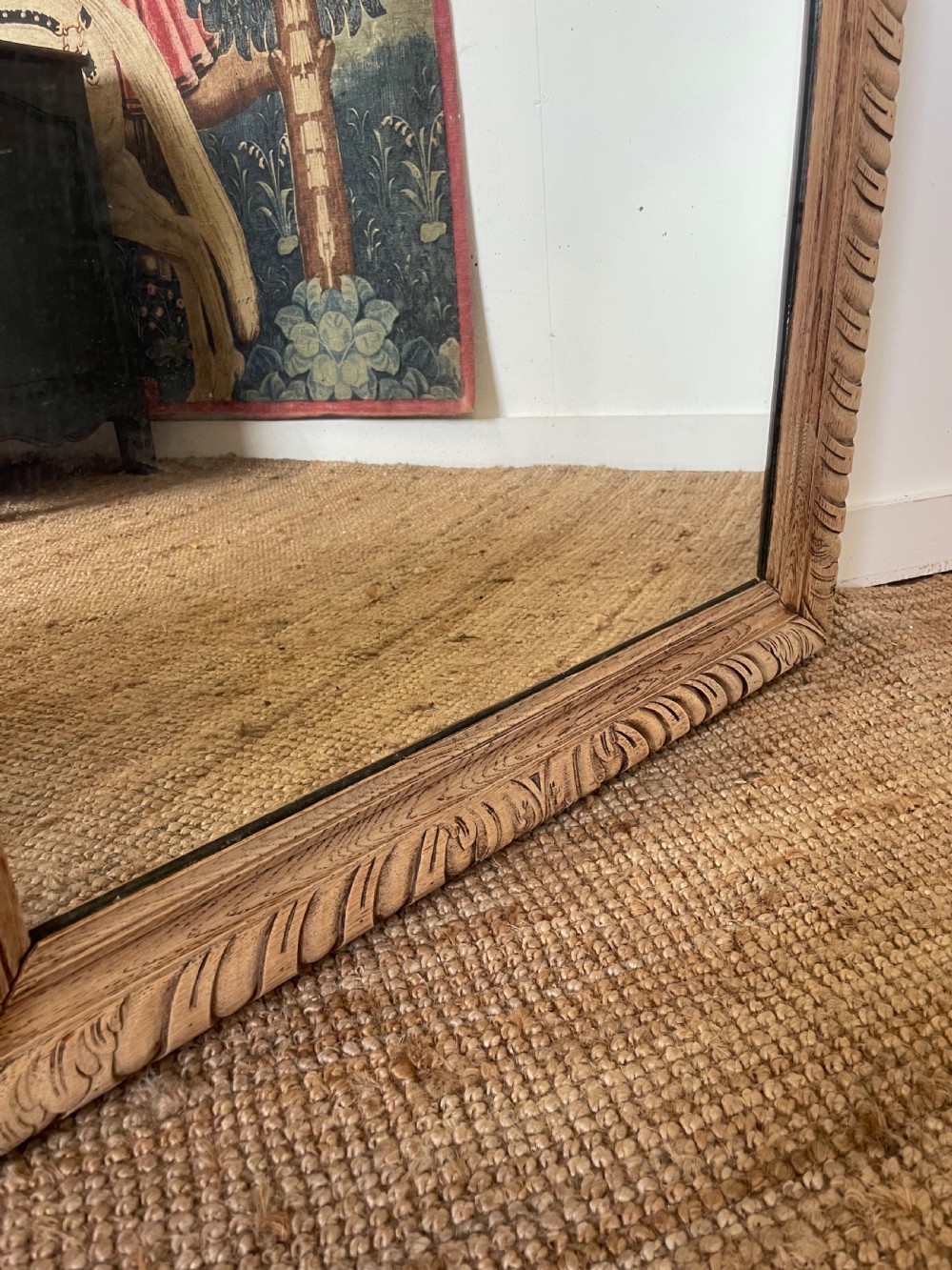 19th century scrubbed oak mirror  View V