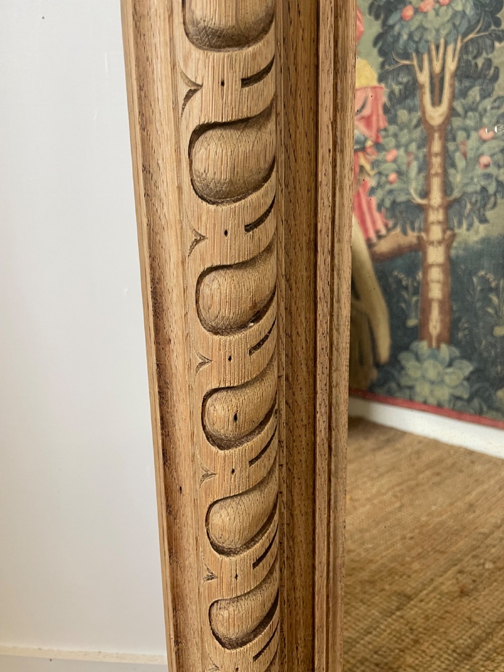 19th century scrubbed oak mirror  View VI