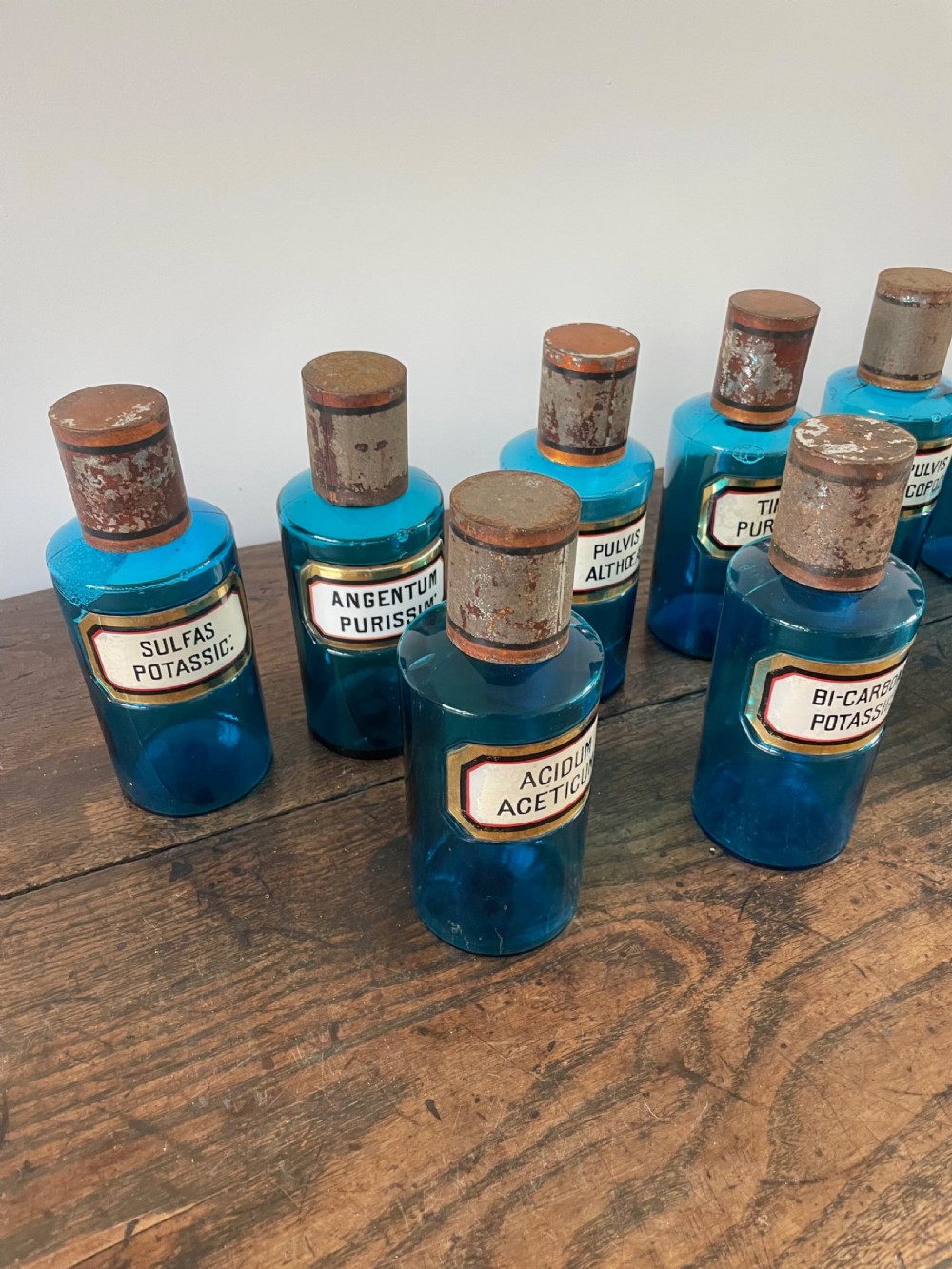 Collection of 13 Blue glass apothecary bottles  View IV