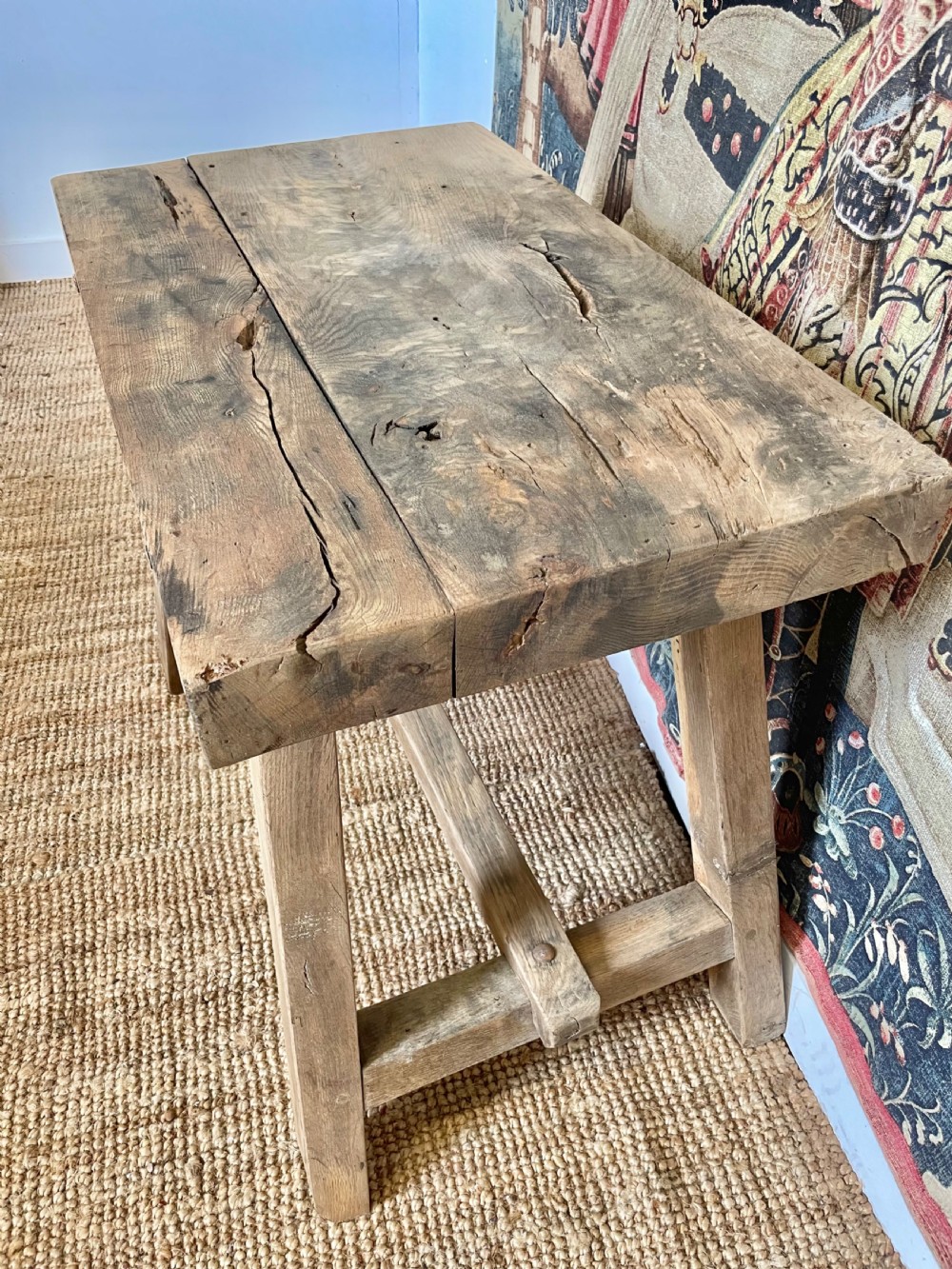 Rustic oak console table  View III