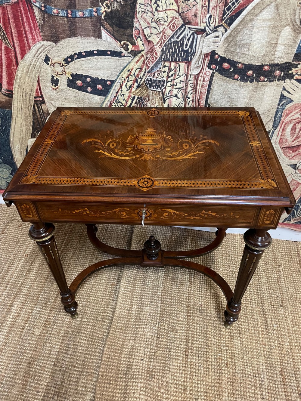 Napoleon III rosewood and inlaid sofa table 