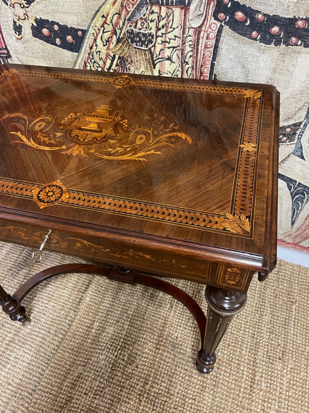 Napoleon III rosewood and inlaid sofa table  View II