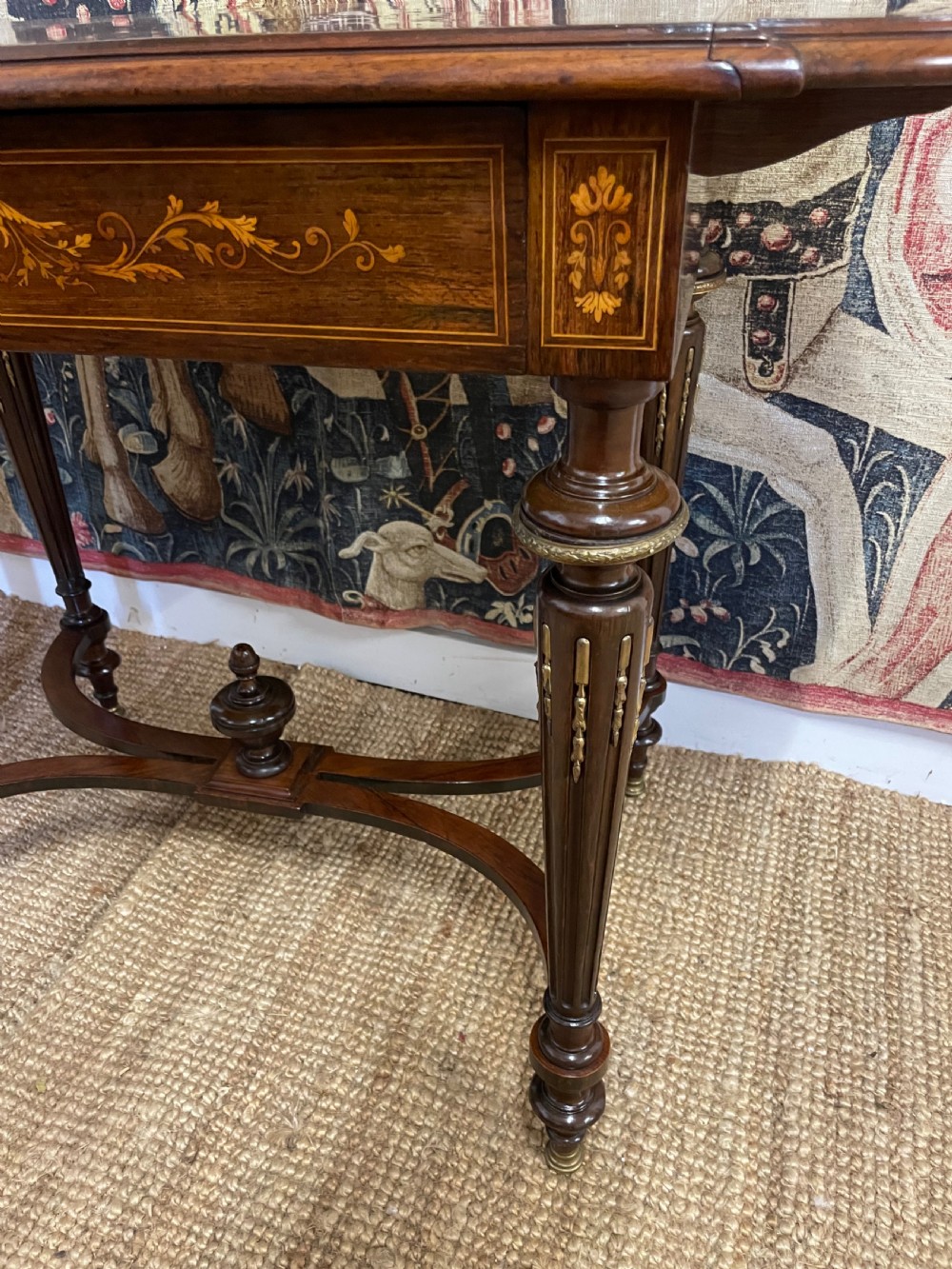 Napoleon III rosewood and inlaid sofa table  View X