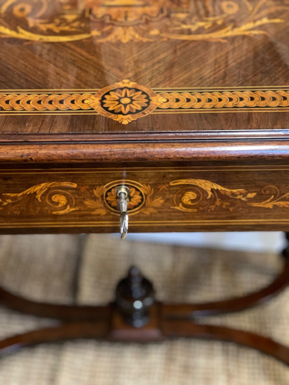 Napoleon III rosewood and inlaid sofa table  View XII