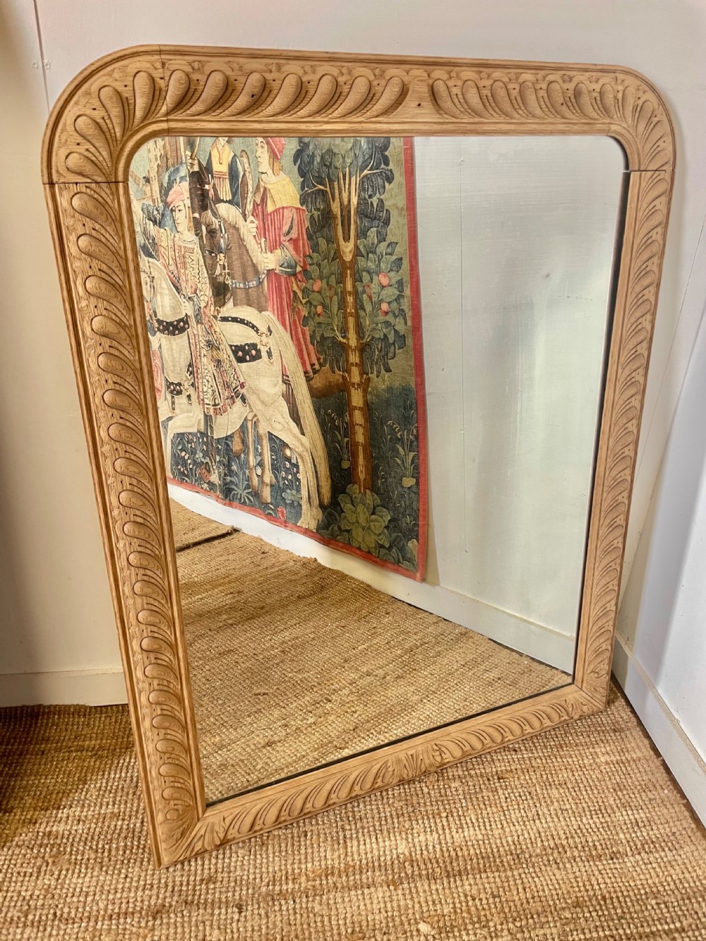 Antique Scrubbed oak wall mirror 