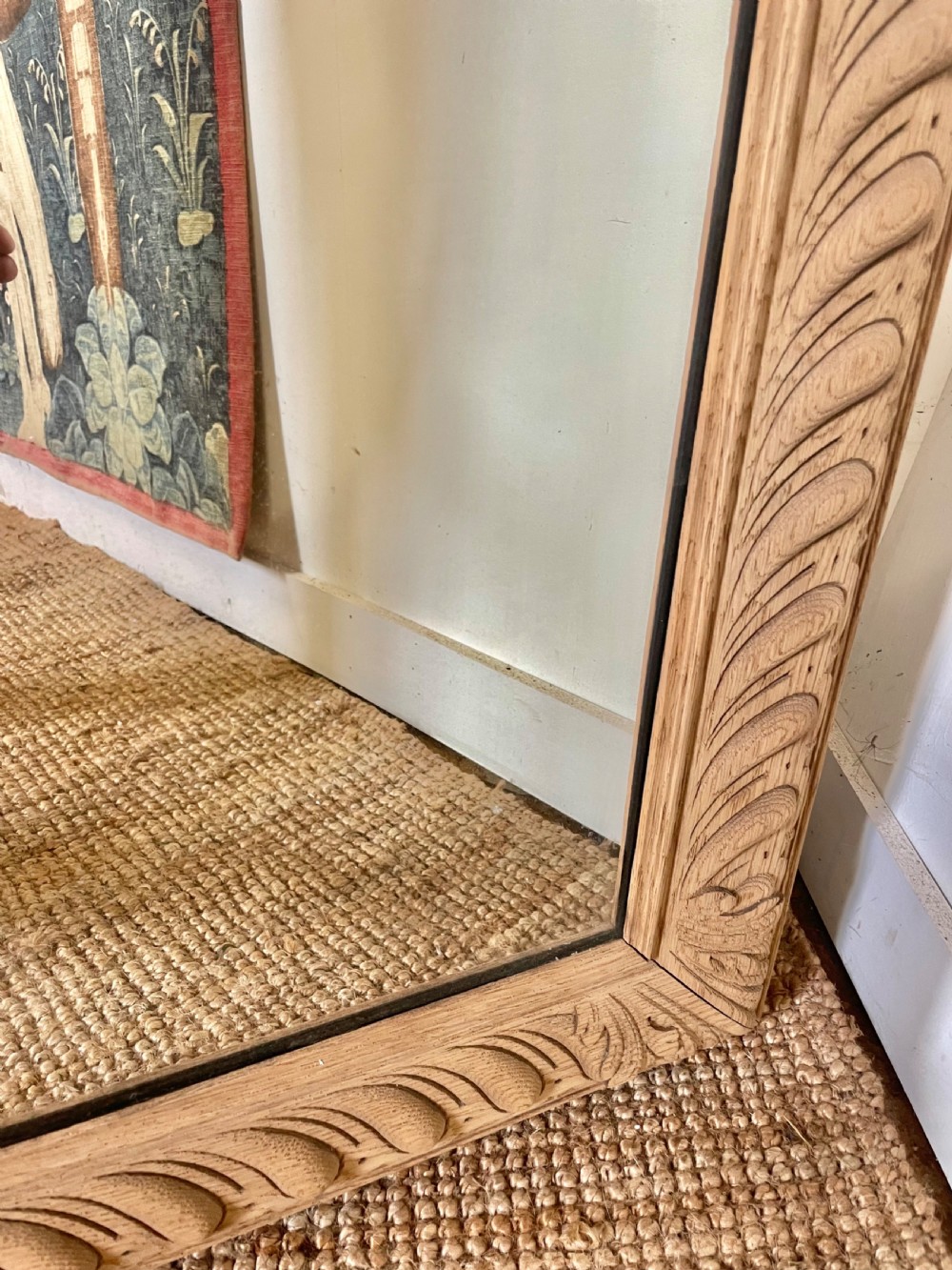 Antique Scrubbed oak wall mirror  View IV
