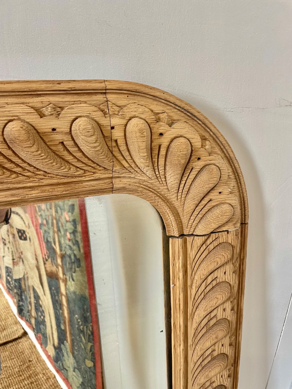 Antique Scrubbed oak wall mirror  View V