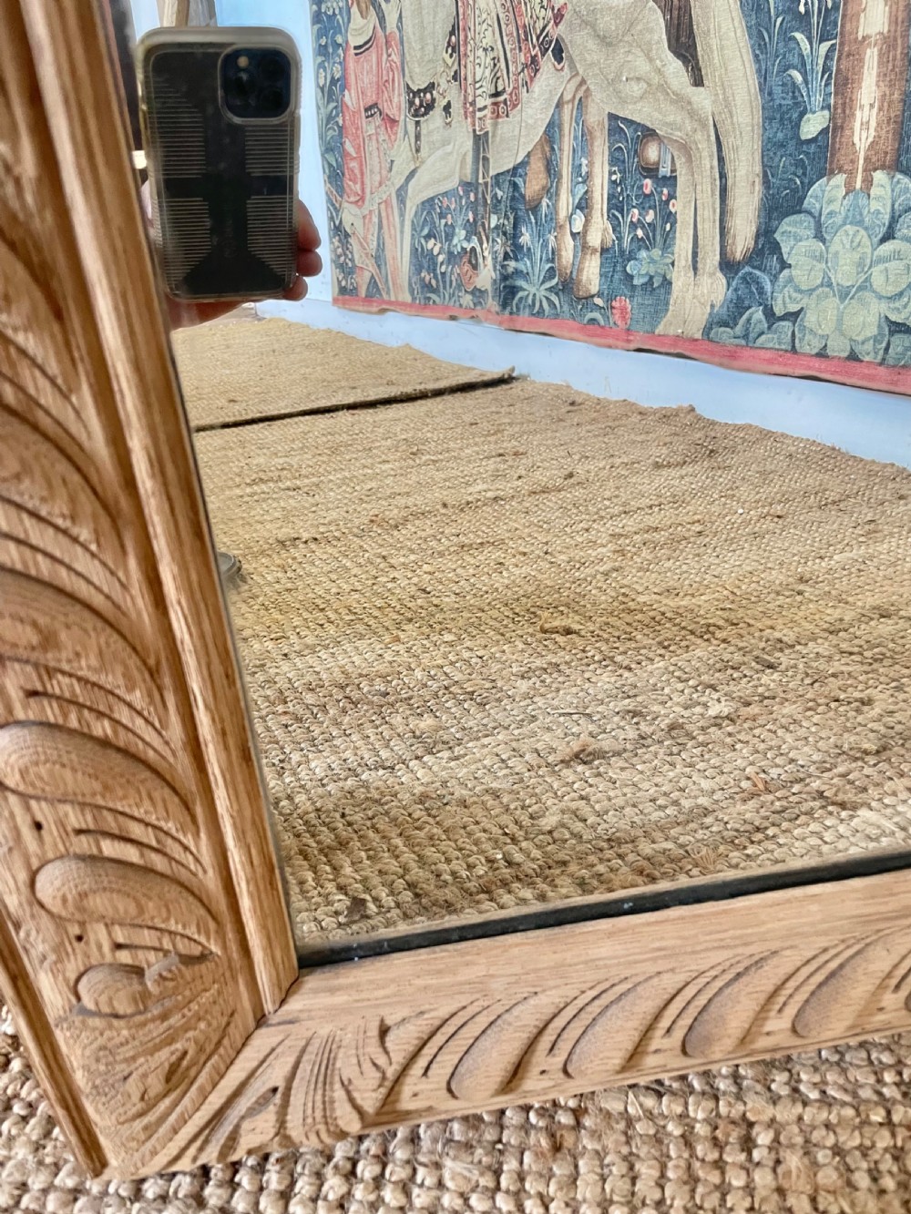 Antique Scrubbed oak wall mirror  View VII