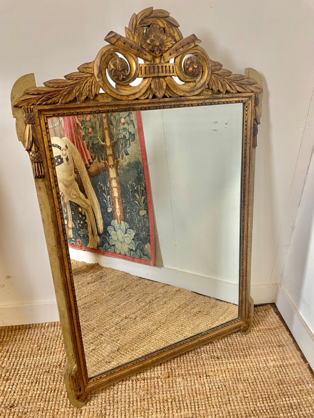 Decorative French gilt and painted mirror