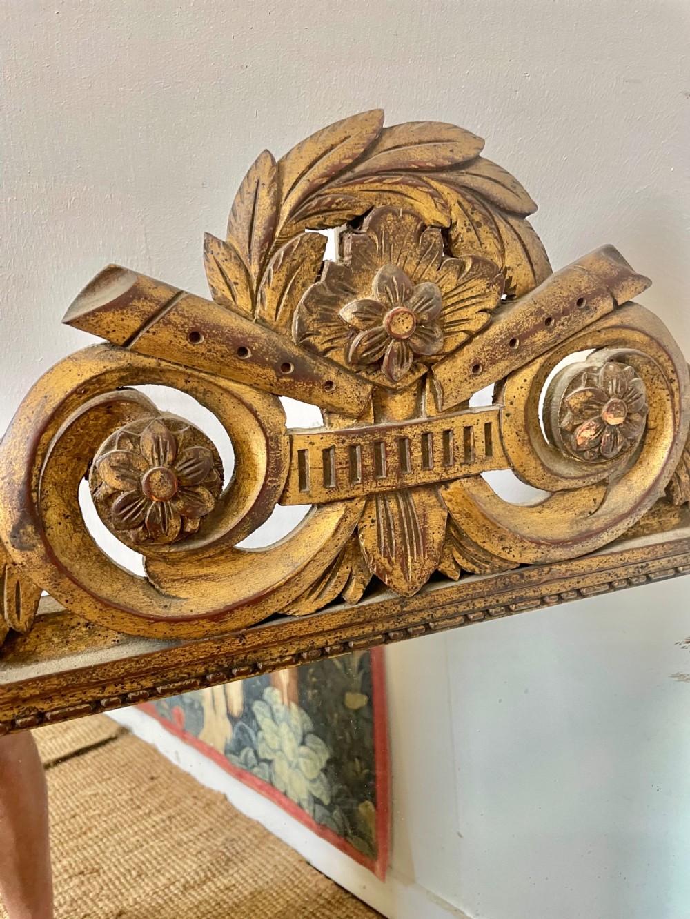 Decorative French gilt and painted mirror View II