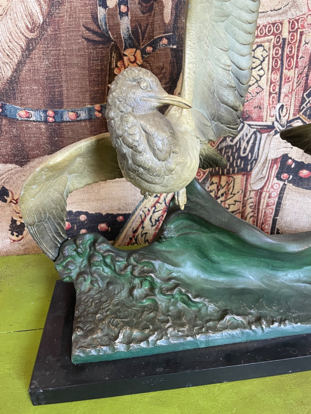 Large Art Derco spelter Group of 2 seagulls  View III