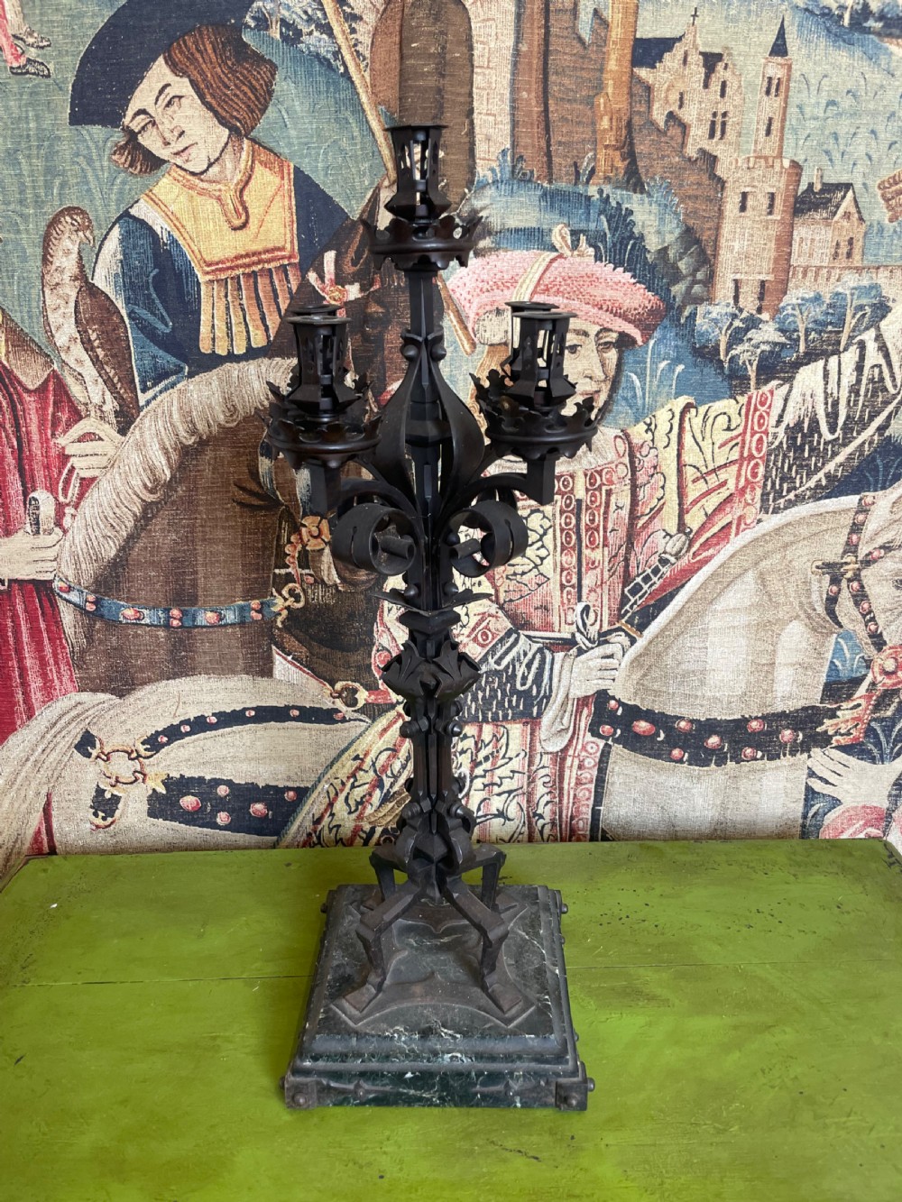 Large wrought iron Gothic style candlestick 