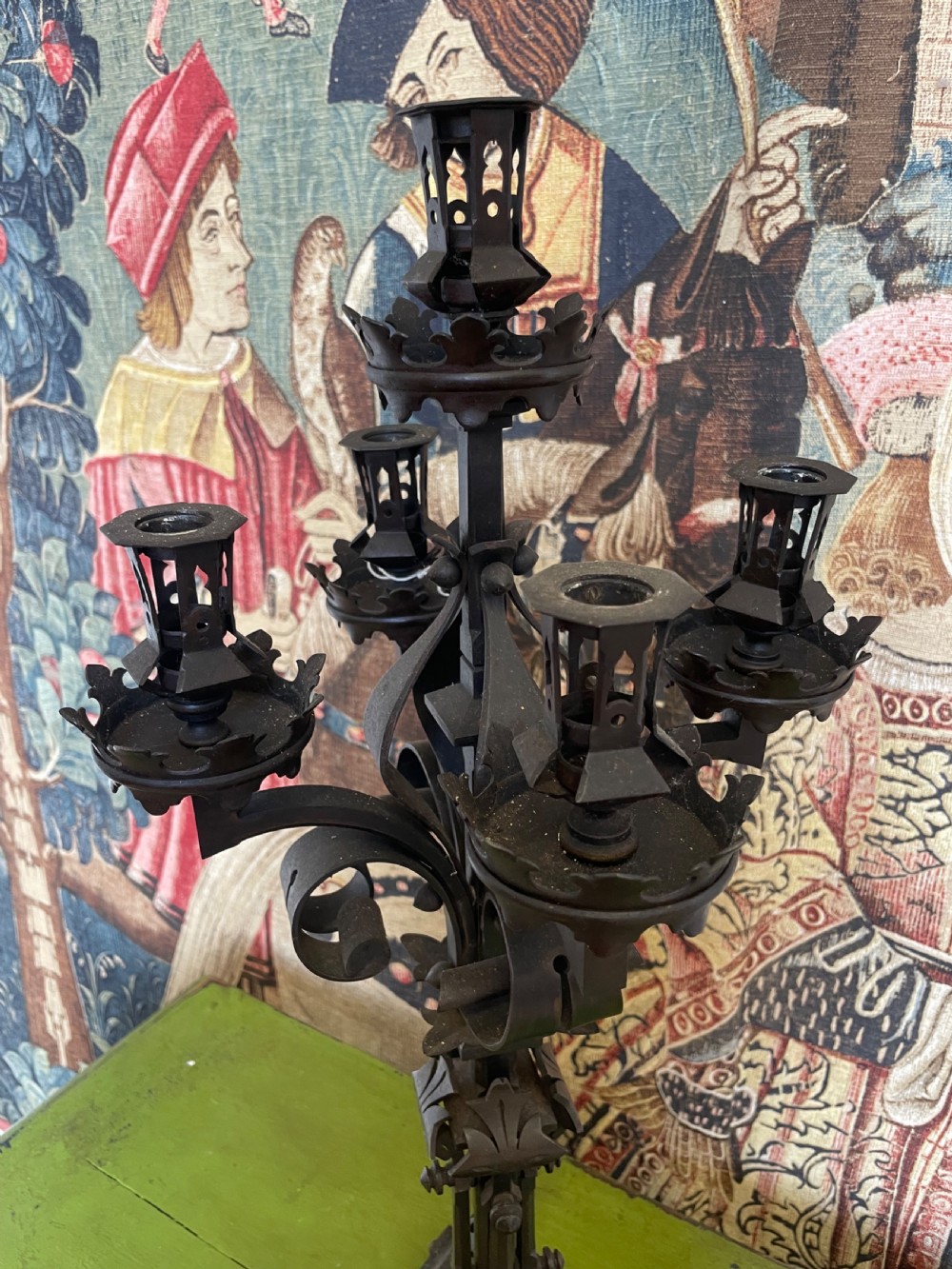 Large wrought iron Gothic style candlestick  View IV