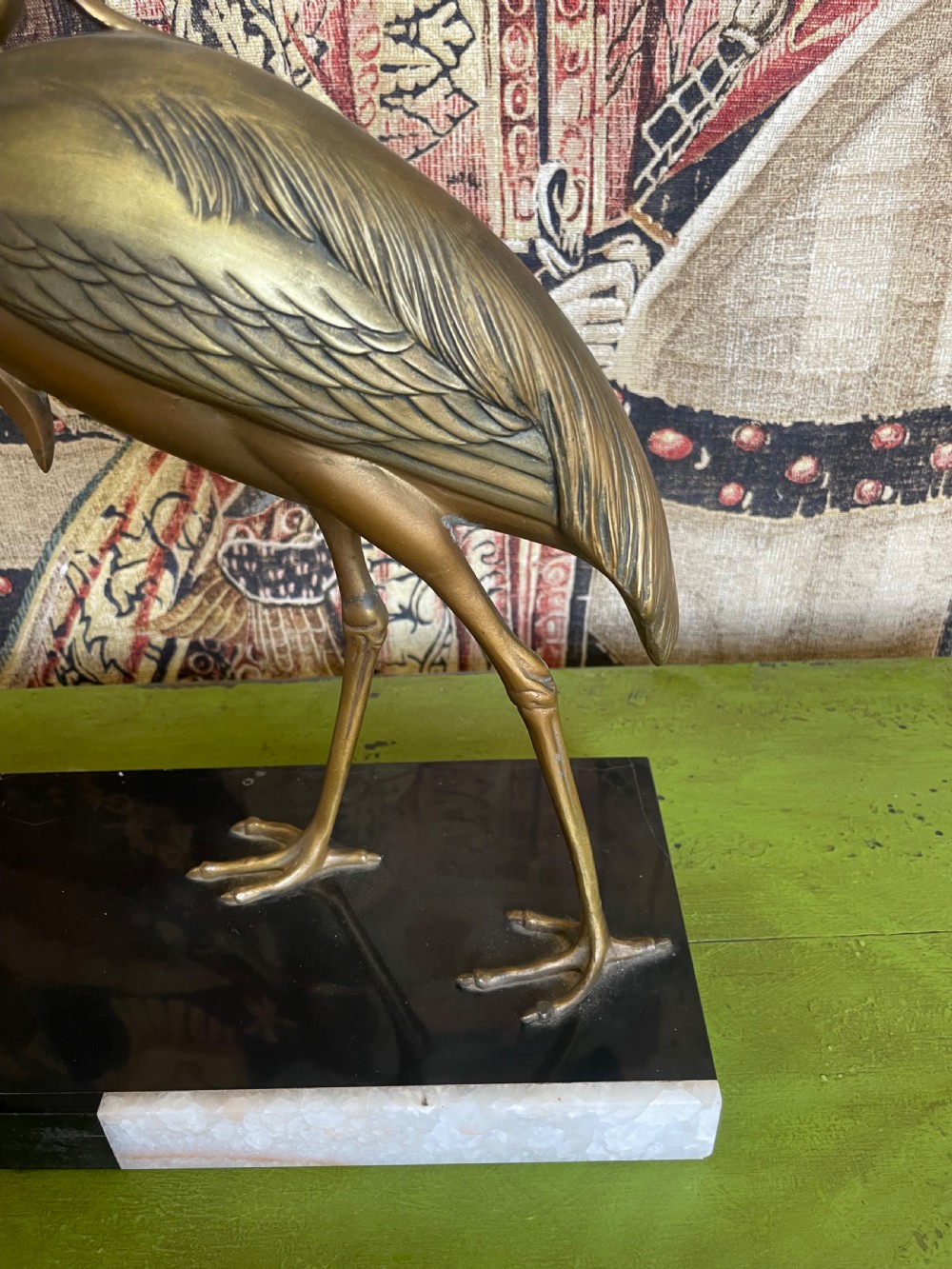 Art Deco spelter sculpture of 2 cranes  View IV