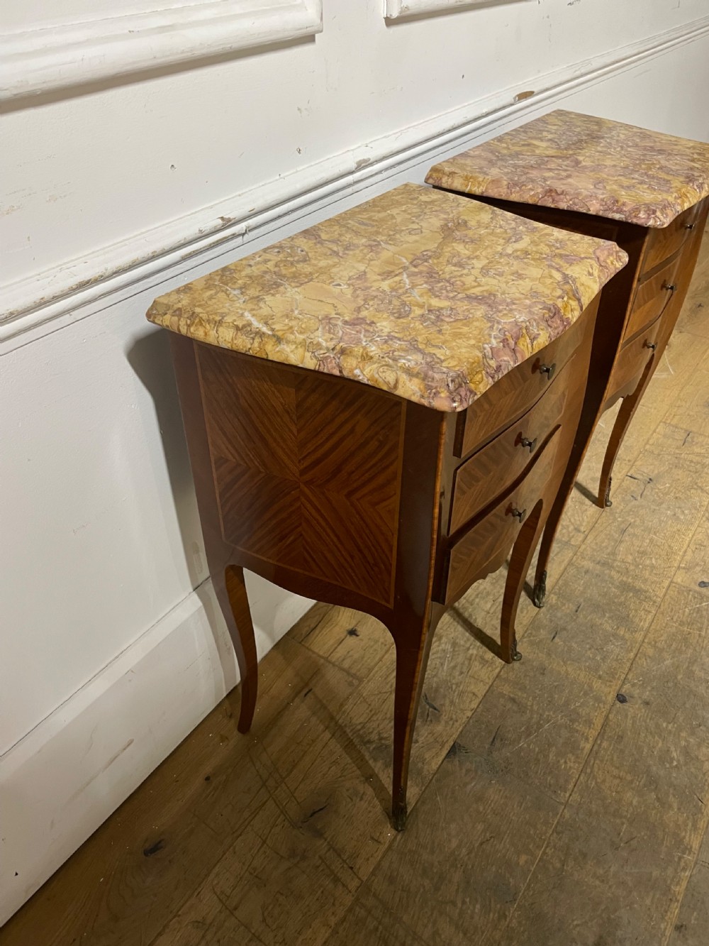 Pair of marble topped bedside cabinets  View IV
