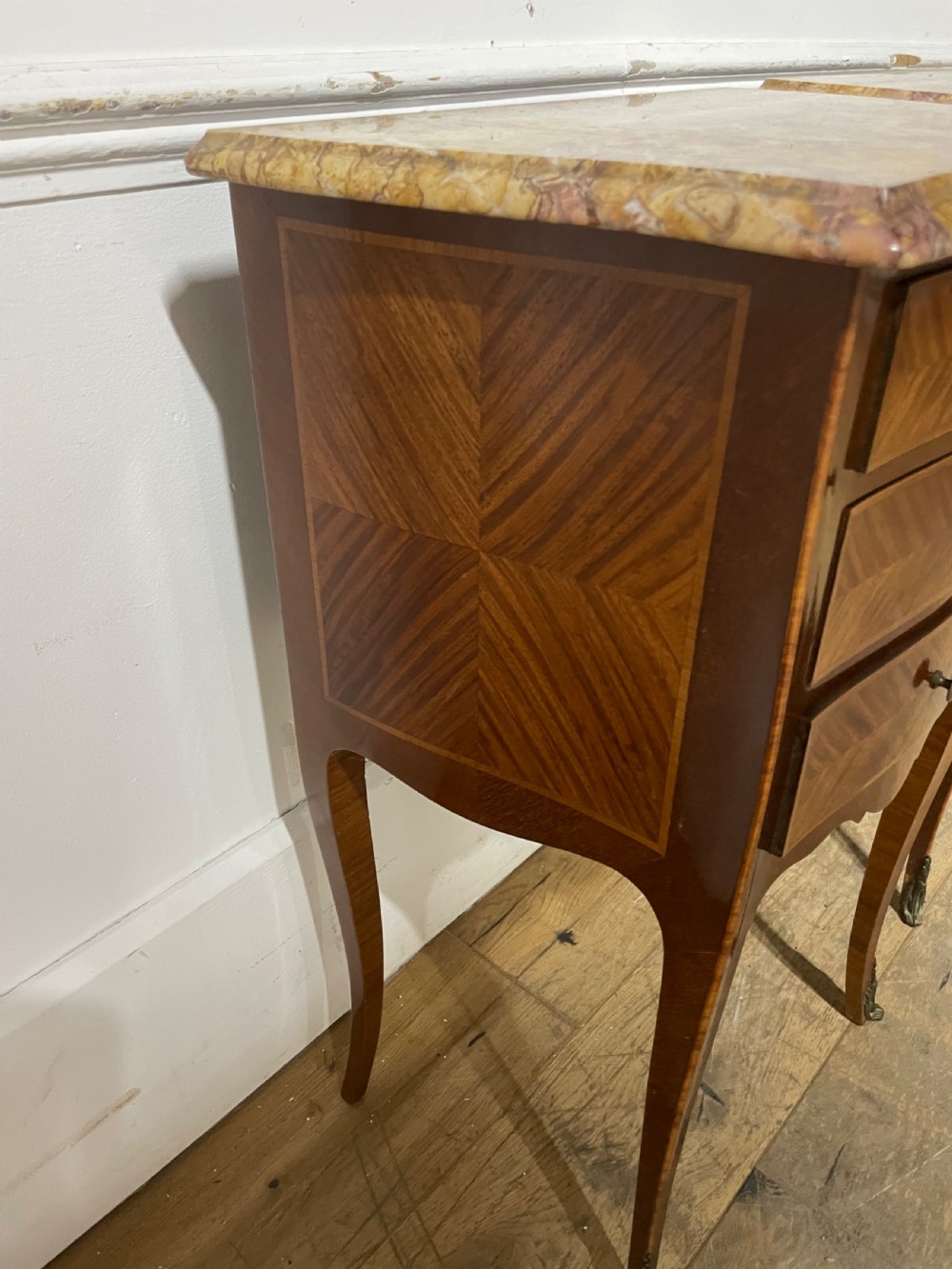 Pair of marble topped bedside cabinets  View VI