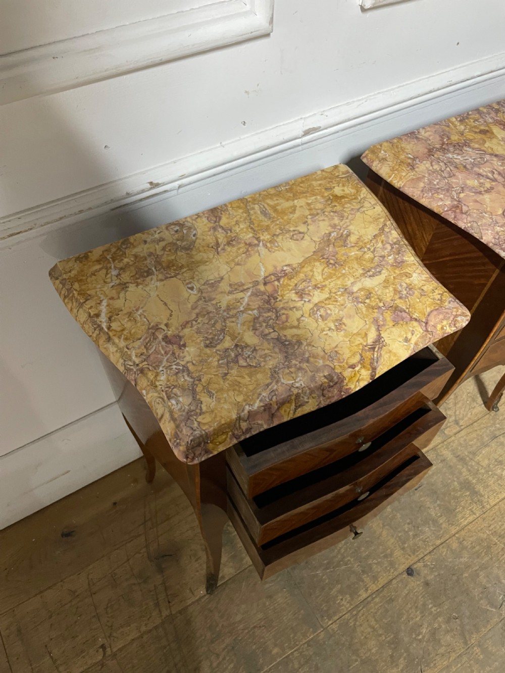 Pair of marble topped bedside cabinets  View VII