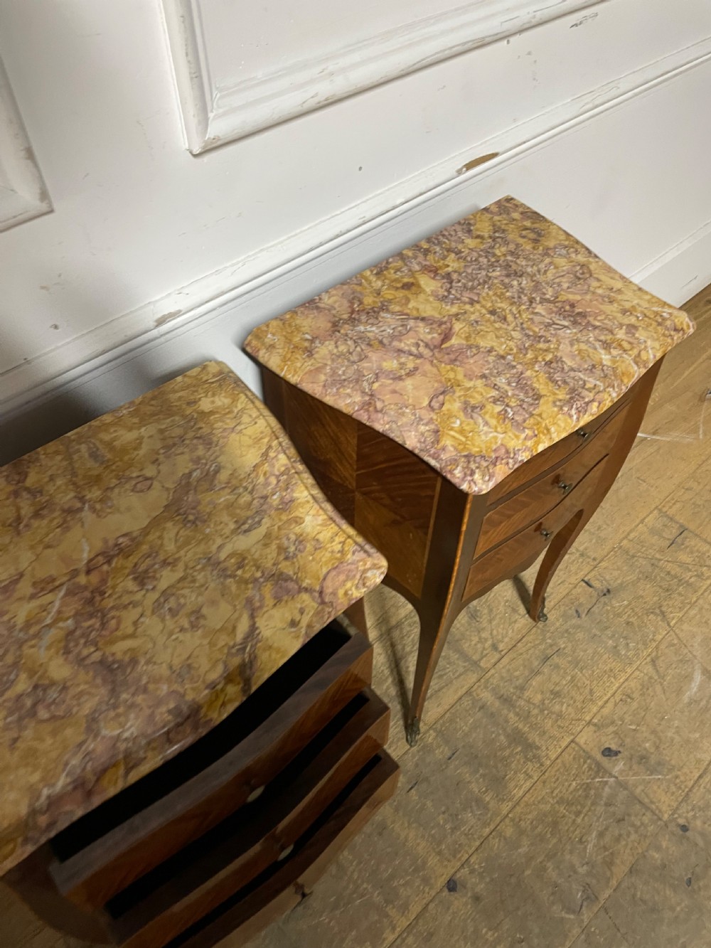 Pair of marble topped bedside cabinets  View VIII