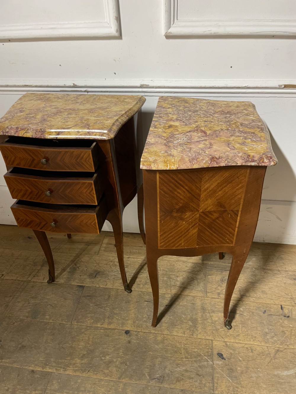 Pair of marble topped bedside cabinets  View IX