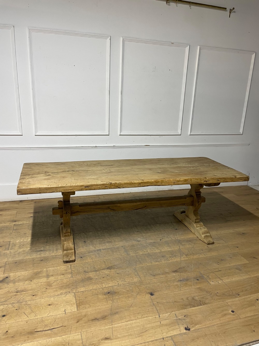 Raw oak 19th century refectory table 