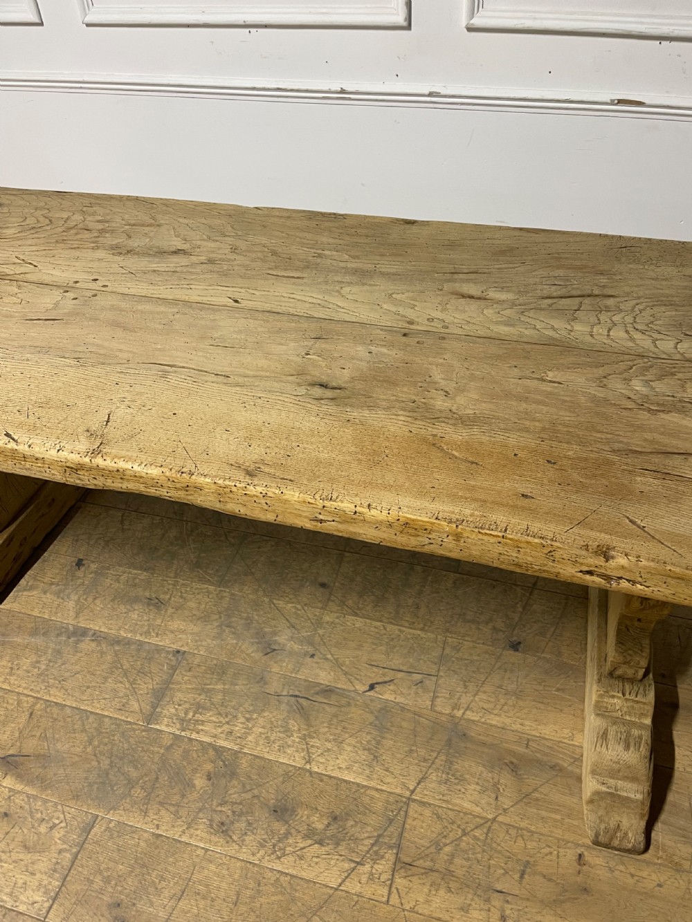 Raw oak 19th century refectory table  View IV