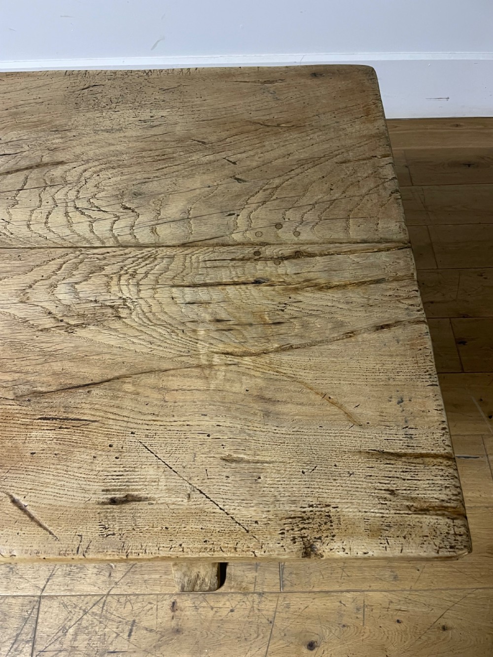 Raw oak 19th century refectory table  View V