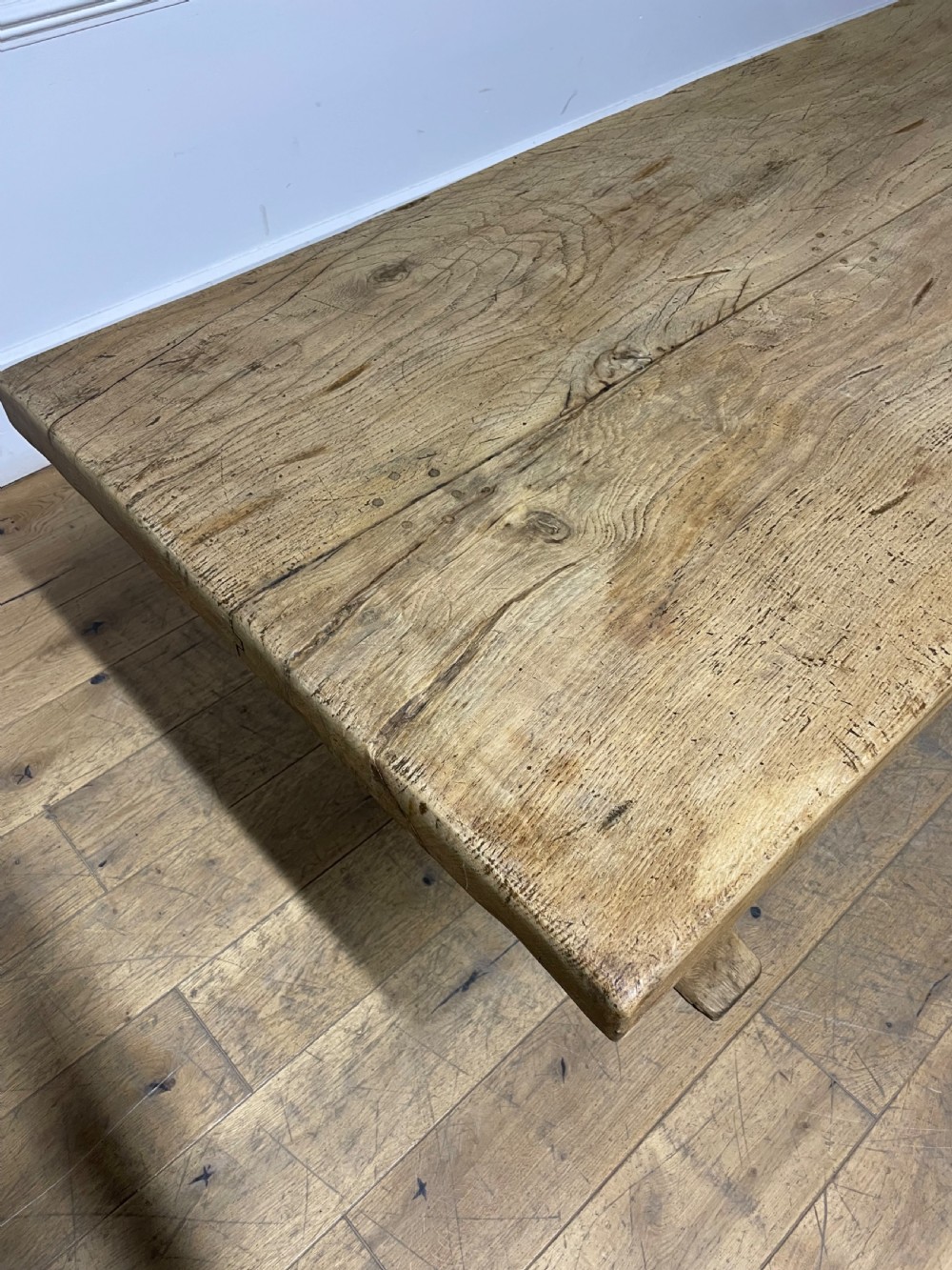 Raw oak 19th century refectory table  View VIII