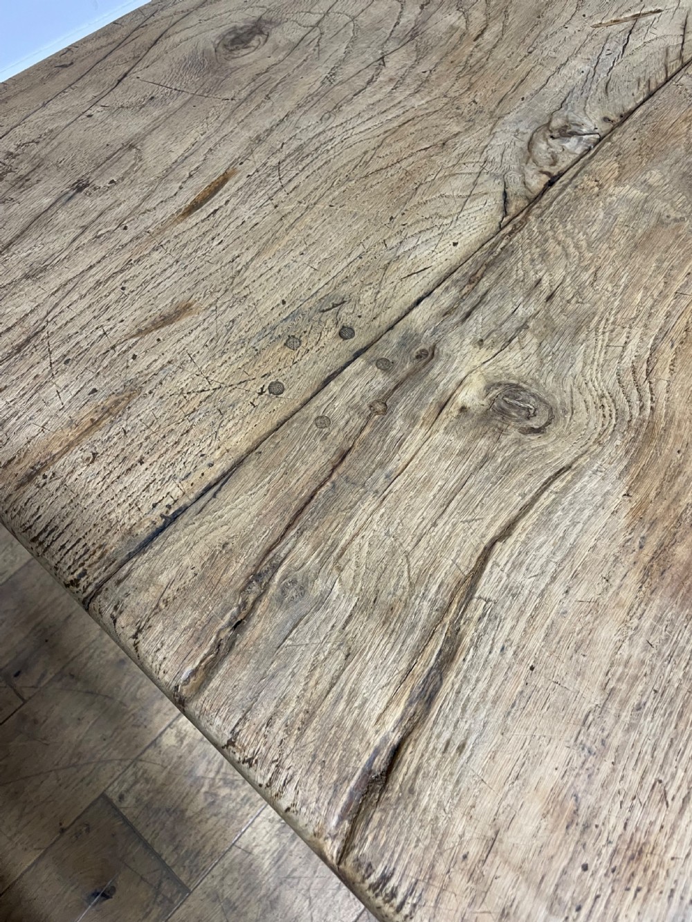 Raw oak 19th century refectory table  View IX