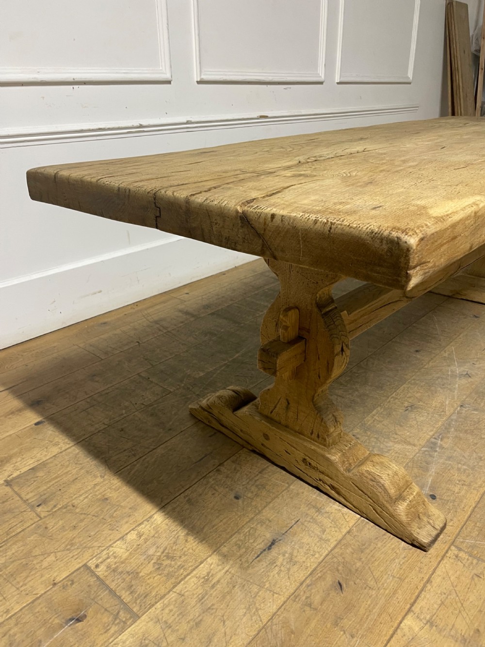 Raw oak 19th century refectory table  View X