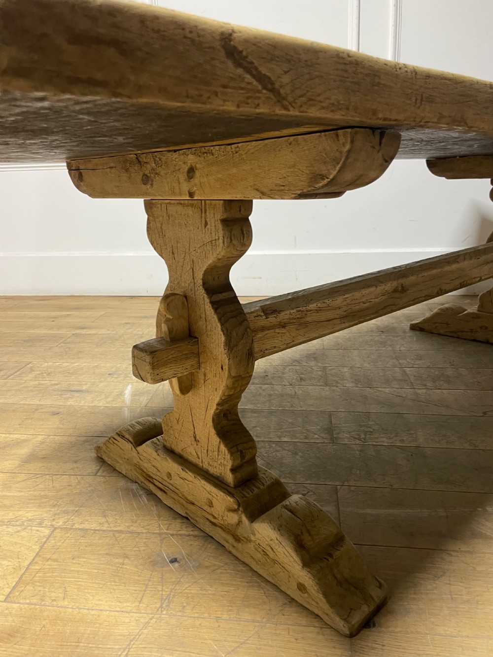 Raw oak 19th century refectory table  View XII