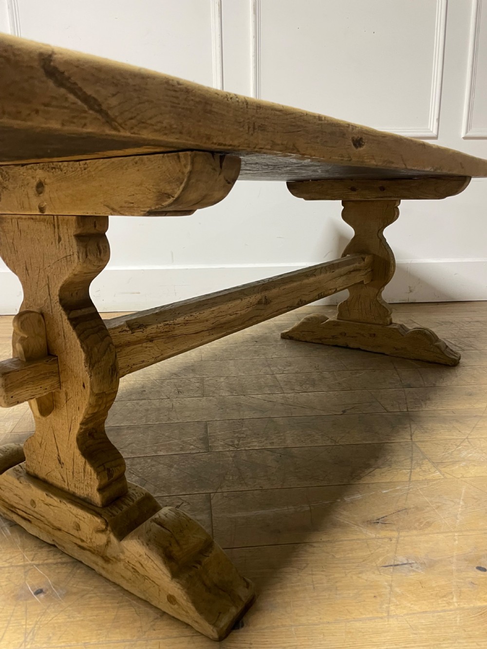 Raw oak 19th century refectory table  View XIII